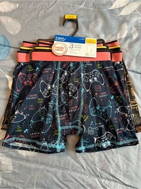 NWTS wonder nation Black Gamer Print Boxer Briefs - 3 Pack Sz L 10-12